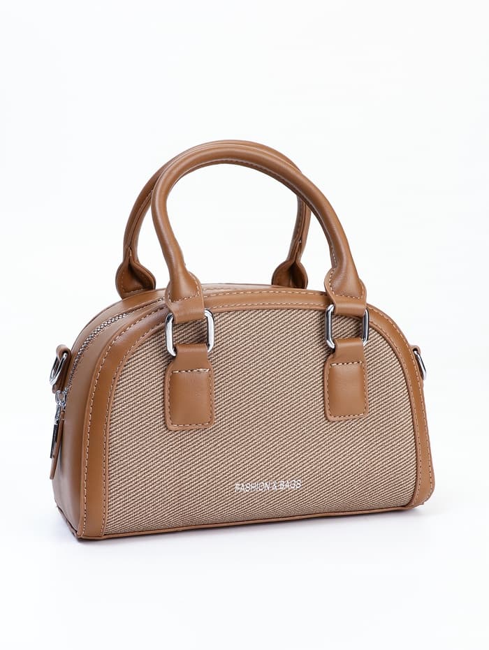 Сумка женская саквояж на молнии, 22×7×14 см, коричневая