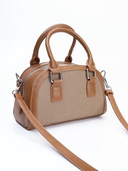 Сумка женская саквояж на молнии, 22×7×14 см, коричневая