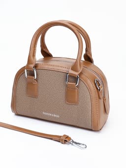 Сумка женская саквояж на молнии, 22×7×14 см, коричневая