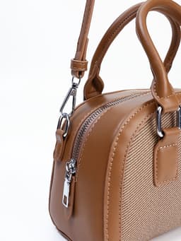 Сумка женская саквояж на молнии, 22×7×14 см, коричневая