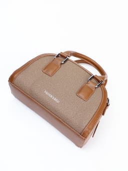 Сумка женская саквояж на молнии, 22×7×14 см, коричневая