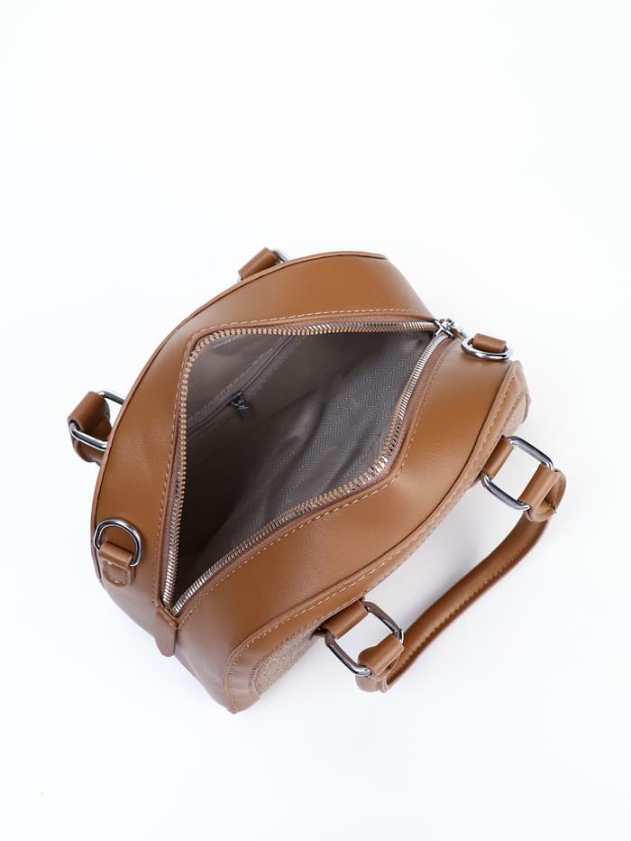 Сумка женская саквояж на молнии, 22×7×14 см, коричневая