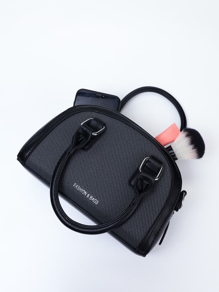 Сумка женская саквояж на молнии, 22×7×14 см, чёрная