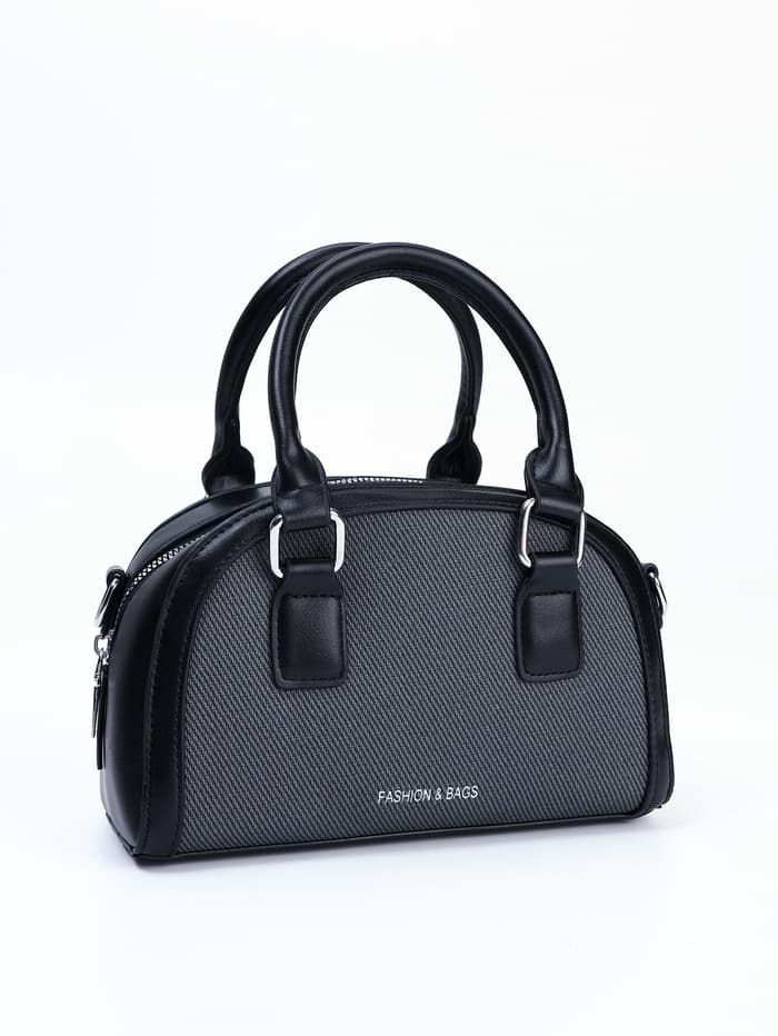 Сумка женская саквояж на молнии, 22×7×14 см, чёрная