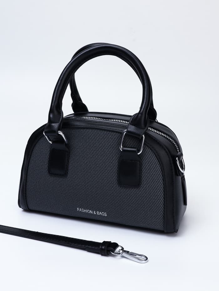 Сумка женская саквояж на молнии, 22×7×14 см, чёрная