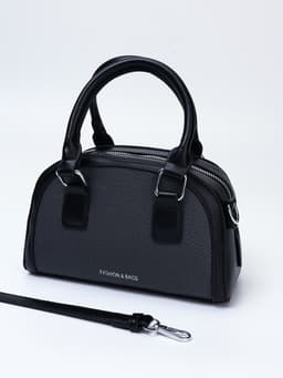 Сумка женская саквояж на молнии, 22×7×14 см, чёрная