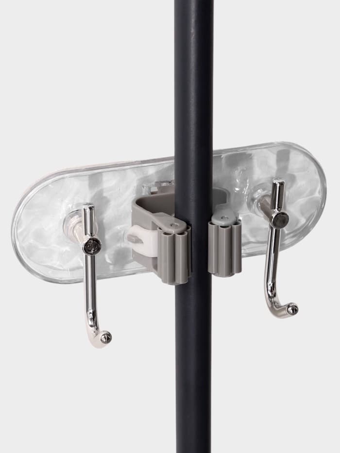 Держатель для швабр настенный самоклеящийся, прозрачная основа, 16×6×6 см