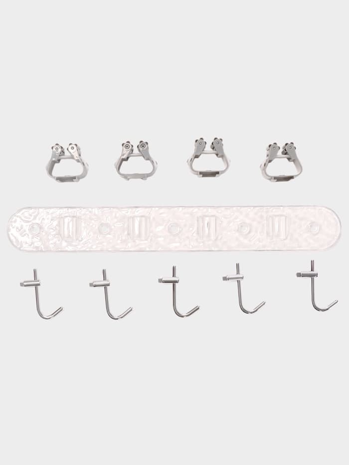 Держатель для швабр настенный самоклеящийся, прозрачная основа, 4 отделения, 42.5×6×6 см