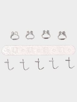 Держатель для швабр настенный самоклеящийся, прозрачная основа, 4 отделения, 42.5×6×6 см