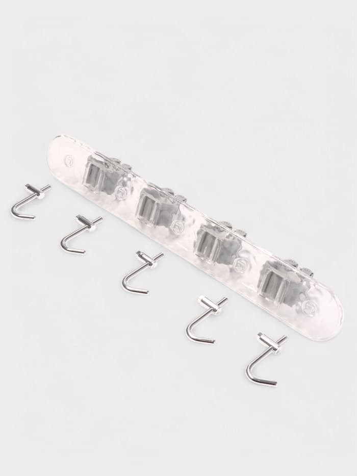 Держатель для швабр настенный самоклеящийся, прозрачная основа, 4 отделения, 42.5×6×6 см