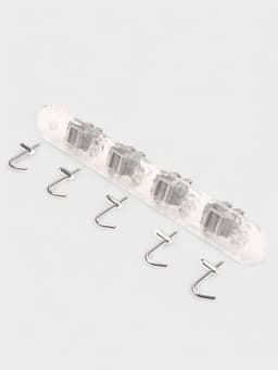 Держатель для швабр настенный самоклеящийся, прозрачная основа, 4 отделения, 42.5×6×6 см