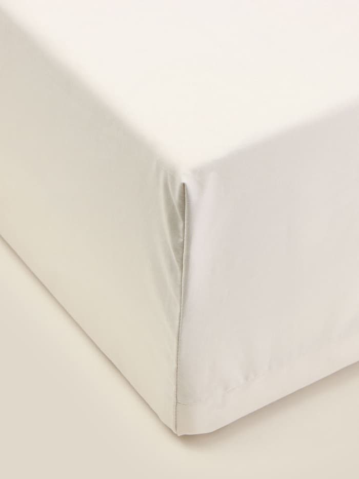 Простыня на резинке евро SL Home, 200×200+30 см, перкаль, молочная