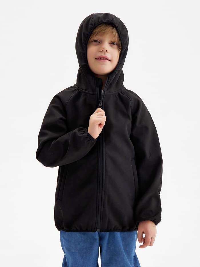 Ветровка демисезонная для мальчиков MINAKU из Softshell на флисе, непромокаемая, чёрная, рост 92 см