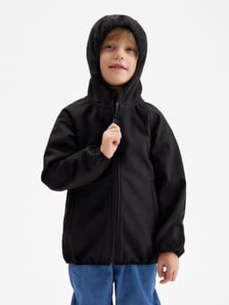 Ветровка демисезонная для мальчиков MINAKU из Softshell на флисе, непромокаемая, чёрная, рост 92 см