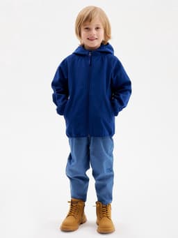 Ветровка демисезонная для мальчиков MINAKU из Softshell на флисе, непромокаемая, тёмно-синяя, рост 128 см