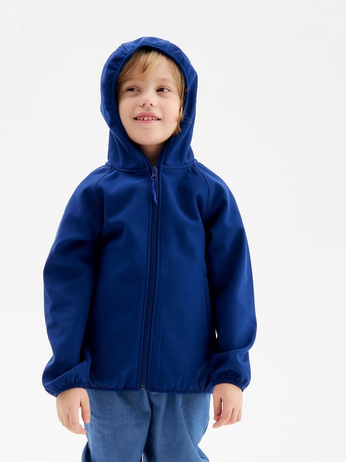 Ветровка демисезонная для мальчиков MINAKU из Softshell на флисе, непромокаемая, тёмно-синяя, рост 128 см