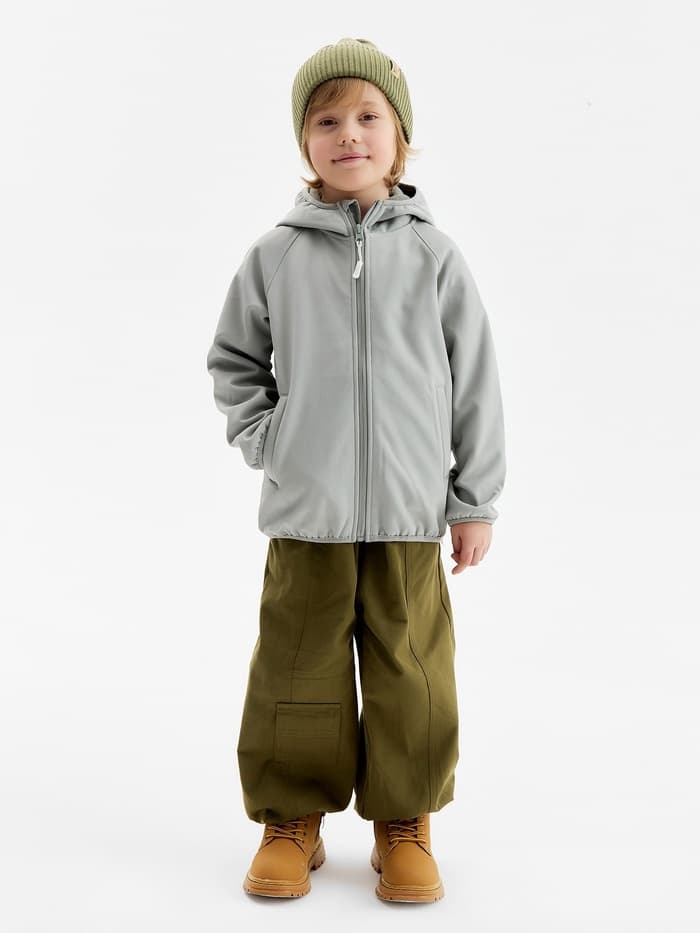 Ветровка демисезонная для мальчиков MINAKU из Softshell на флисе, непромокаемая, серая, рост 116 см