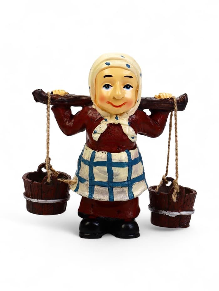 Садовая фигура из полистоуна «Бабушка с ведрами», 20×7×19 см, Greengo