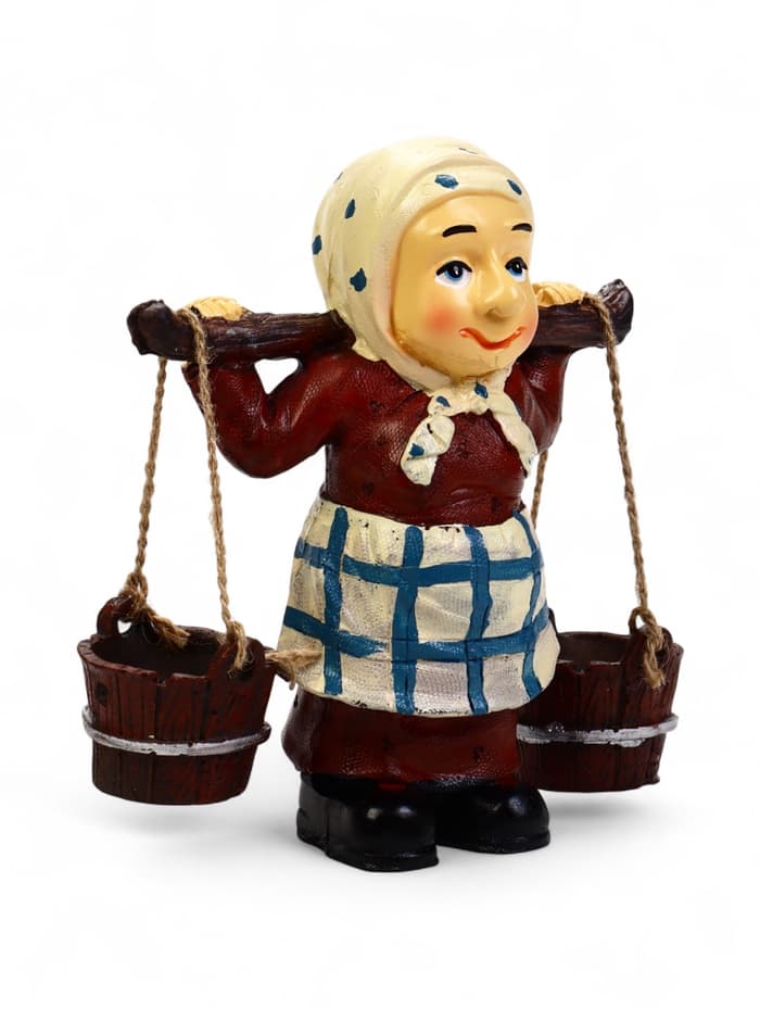 Садовая фигура из полистоуна «Бабушка с ведрами», 20×7×19 см, Greengo