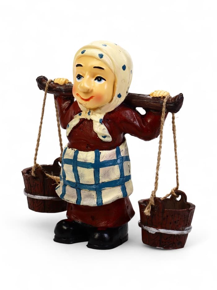 Садовая фигура из полистоуна «Бабушка с ведрами», 20×7×19 см, Greengo