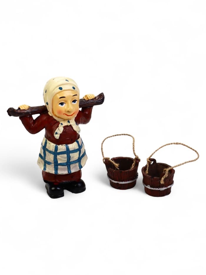 Садовая фигура из полистоуна «Бабушка с ведрами», 20×7×19 см, Greengo