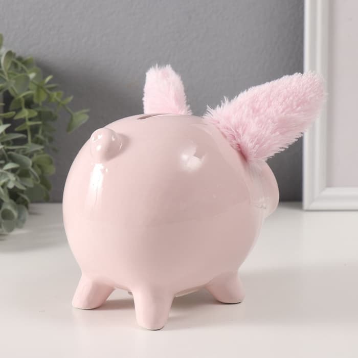 Копилка для денег «Свинка с пушистыми ушками», керамика, 14.5×11.3×11.5 см