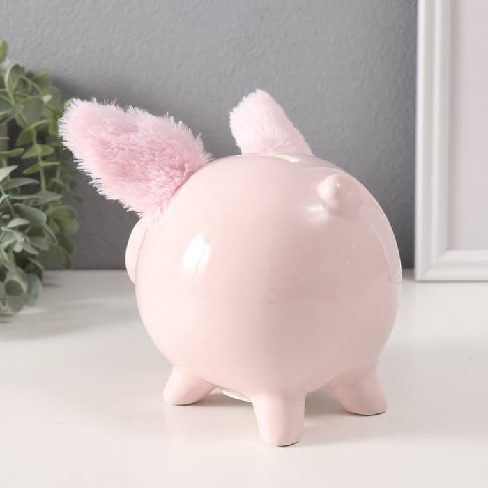 Копилка для денег «Свинка с пушистыми ушками», керамика, 14.5×11.3×11.5 см