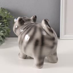 Копилка для денег «Котик-пучеглаз серый полосатый», керамика, 11×15.2×13.4 см