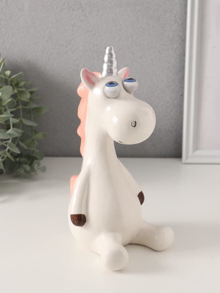 Копилка для денег «Единорожек-пучеглаз», керамика, 9×10.9×20.3 см