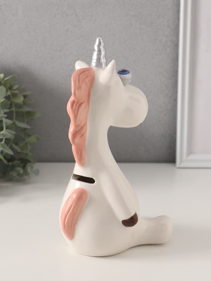 Копилка для денег «Единорожек-пучеглаз», керамика, 9×10.9×20.3 см