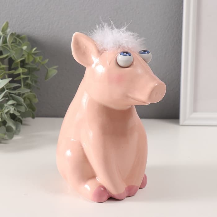 Копилка для денег «Хрюша-пучеглазка», керамика, 10×13.5×17 см