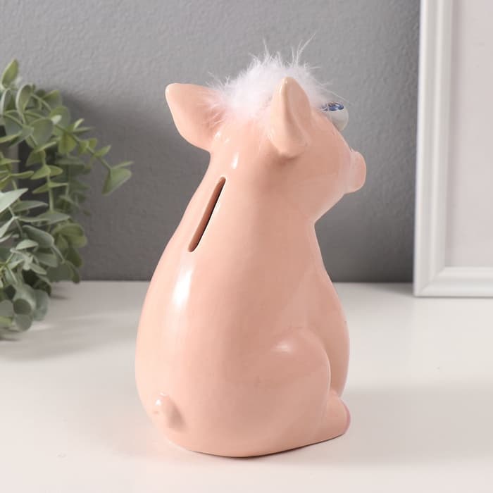 Копилка для денег «Хрюша-пучеглазка», керамика, 10×13.5×17 см