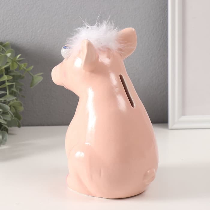 Копилка для денег «Хрюша-пучеглазка», керамика, 10×13.5×17 см