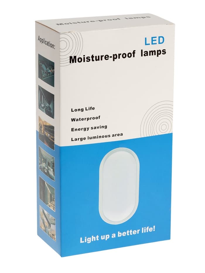Светильник светодиодный герметичный, с датчиком движения, 15 Вт, IP54, 4000K, 220 В, овал