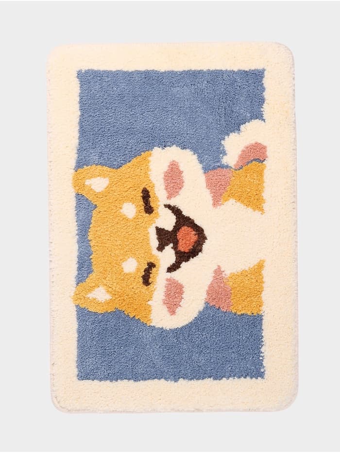 Коврик Доляна «Корги», 40×60 см, микрофибра, синий