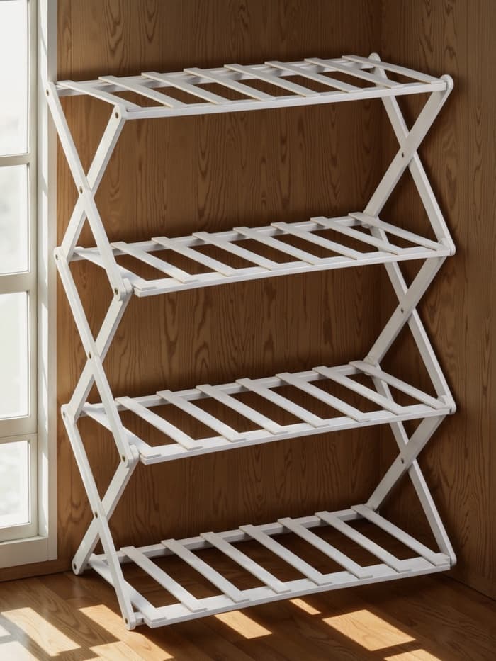 Стеллаж универсальный, 4 полки, 50×25×68 см, напольный, открытый, белый, Greengo