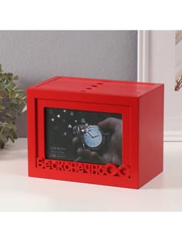 Фотоархив на 96 фото 10×15 см с фоторамкой 10×15 см «Бесконечно», красный, 20×15×12 см