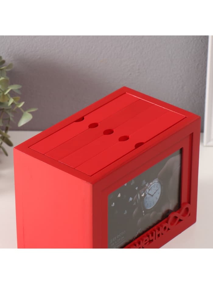 Фотоархив на 96 фото 10×15 см с фоторамкой 10×15 см «Бесконечно», красный, 20×15×12 см