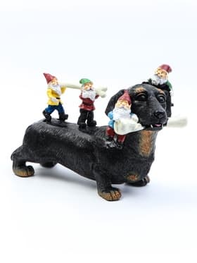 Садовая фигура из полистоуна «Такса с гномами», 20×9×15 см