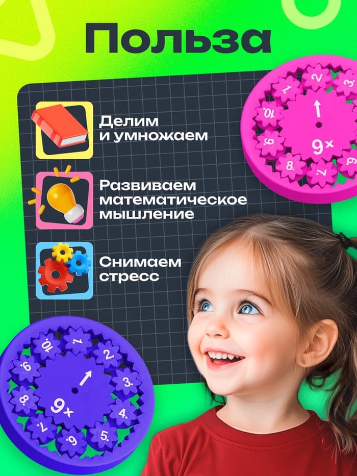 Развивающий набор «Математические спиннеры. Дели и умножай!», 5 спиннеров, 5+