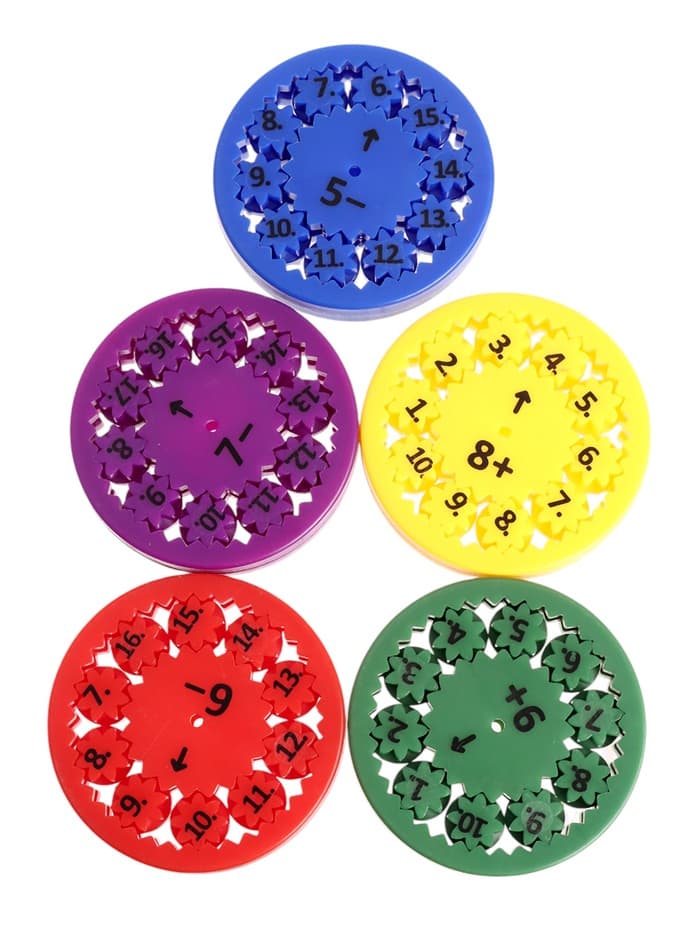 Развивающий набор IQ-ZABIAKA «Математические спиннеры. Складывай и вычитай!», 5 спиннеров, 5+