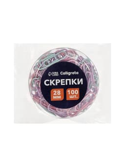 Скрепки 28 мм пастель в пластиковой тубе 100 штук