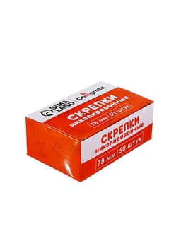 Скрепки 78 мм никелированные в картонной коробке 50 штук