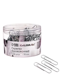 Скрепки 78 мм оцинкованные в пластиковой тубе 100 штук