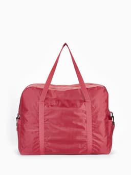 Сумка дорожная на молнии, 3 наружных кармана, держатель для чемодана, длинный ремень, бордовая