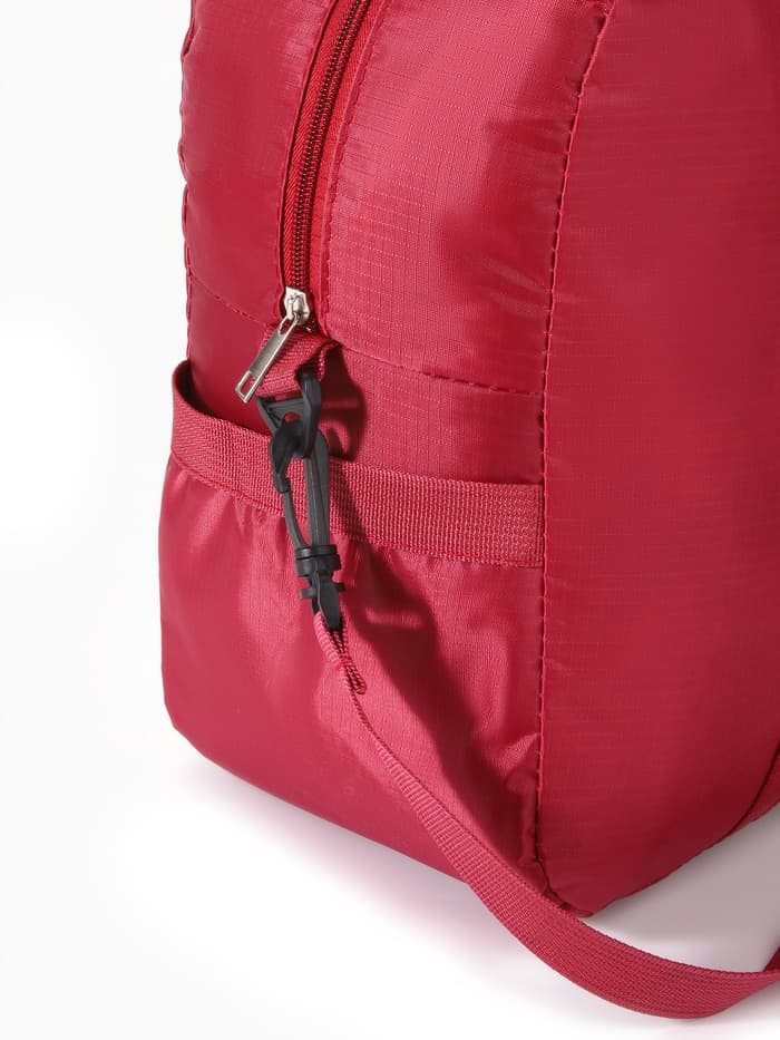 Сумка дорожная на молнии, 3 наружных кармана, держатель для чемодана, длинный ремень, бордовая