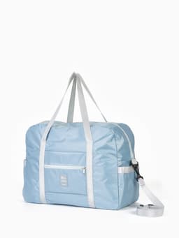 Сумка дорожная на молнии, 3 наружных кармана, держатель для чемодана, длинный ремень, серая