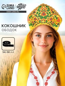 Ободок кокошник «Русская краса», цвет золотой, р-р 54-58