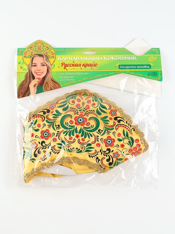 Ободок кокошник «Русская краса», цвет золотой, р-р 54-58