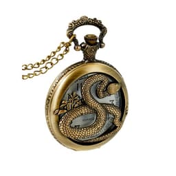Часы карманные «Змея», кварцевые, длина цепочки 40 см, циферблат d=4.5 см, медные